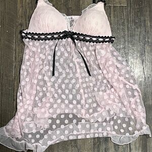 Linea Donatella Pink and Black Lace Chemise